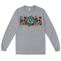Heather Grey Western Mom With Cross Long Sleeve Tee - BundleAndBundleShop
