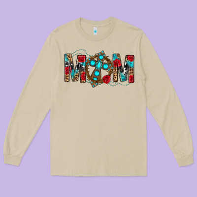 Western Mom With Cross Long Sleeve Tee Designed By Bundleandbundleshop