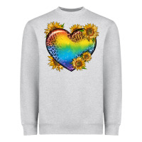 Heather Grey Pride Heart And Sunflower Heavyweight Sweatshirt - BundleAndBundleShop