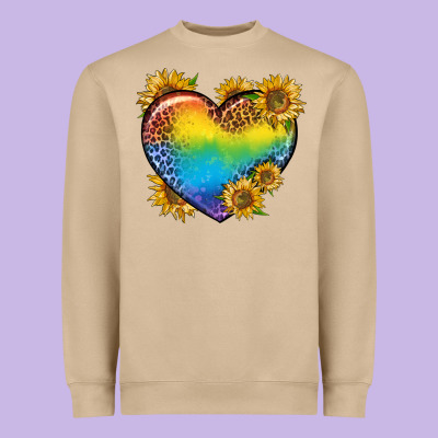 Pride Heart And Sunflower Heavyweight Sweatshirt Designed By Bundleandbundleshop