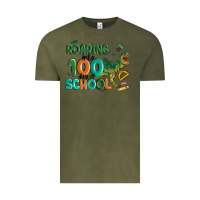 Vintage Olive roaring into 100 day of school Vintage Tee - MaliasSmallBusiness