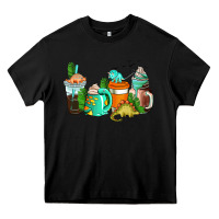 Black dinosaur coffee cups Heavy Core Tee - AdoDesignShop