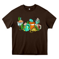 Chocolate Brown dinosaur coffee cups Heavy Core Tee - AdoDesignShop