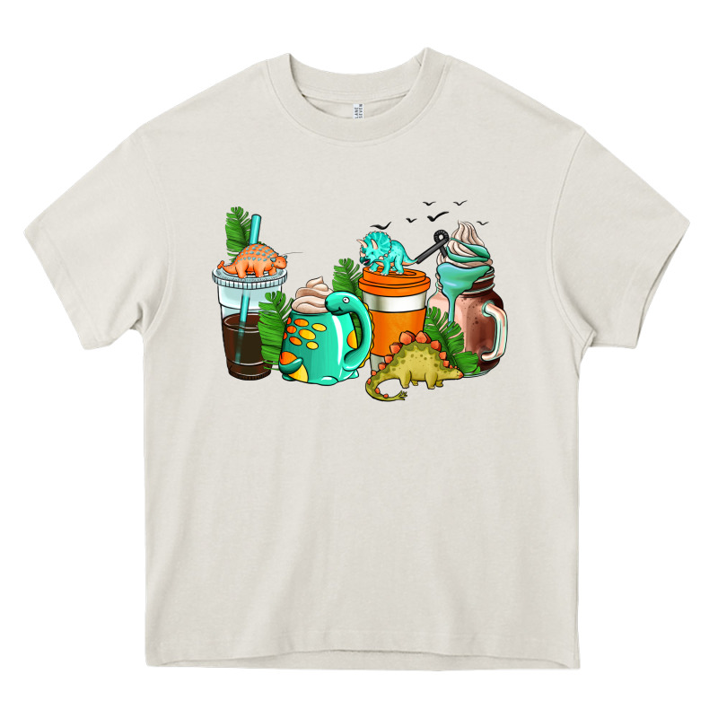 Dinosaur Coffee Cups Heavy Core Tee by AdoDesignShop | Teevron