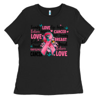 Breast Cancer Ribbons With Cancer Words Ladies Tee | Teevron
