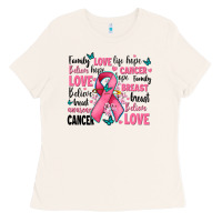 Bone breast cancer ribbons with cancer words Ladies Tee - AdoDesignShop