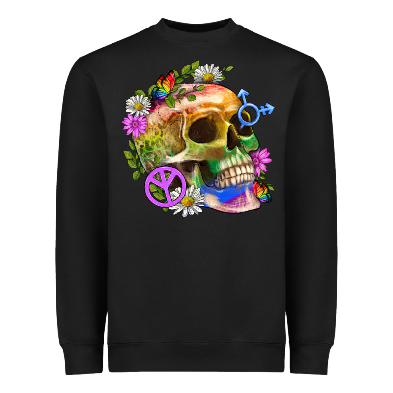 Pride Skull And Transgender Symbol With Peace Heavyweight Sweatshirt by BundleAndBundleShop | Teevron