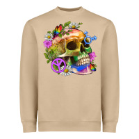 Mushroom Pride Skull And Transgender Symbol With Peace Heavyweight Sweatshirt - BundleAndBundleShop