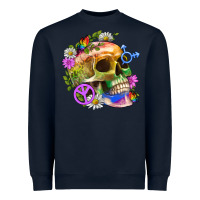 Navy Pride Skull And Transgender Symbol With Peace Heavyweight Sweatshirt - BundleAndBundleShop
