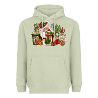 Matcha western santa cowboy coffe cups christmas Heavyweight Hoodie - CowGirlArtShop