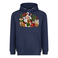 Navy western santa cowboy coffe cups christmas Heavyweight Hoodie - CowGirlArtShop