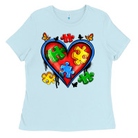 Baby Blue autism heart Ladies Tee - Artiststas