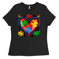Black autism heart Ladies Tee - Artiststas