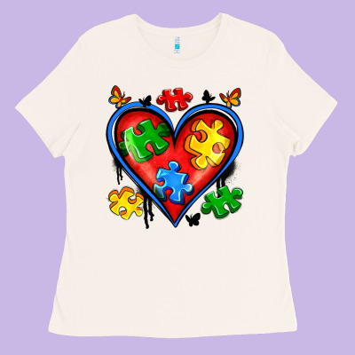 Autism Heart Ladies Tee Designed By Artiststas