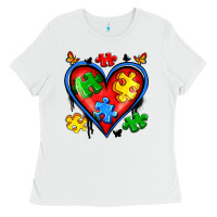 White autism heart Ladies Tee - Artiststas