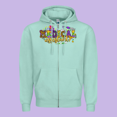 Ma Medical Assistant Mardi Gras Zipper Hoodie Designed By Nancycooperartshop