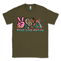 Army Green peace love nursing Classic Tee - NancyCooperArtShop