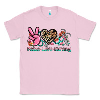 Bubblegum Pink peace love nursing Classic Tee - NancyCooperArtShop