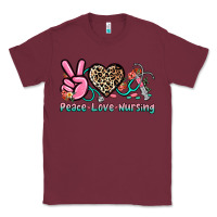 Burgundy peace love nursing Classic Tee - NancyCooperArtShop