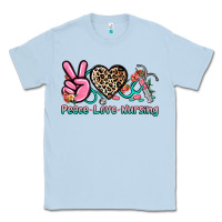 Dusty Blue peace love nursing Classic Tee - NancyCooperArtShop