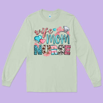 Wife Mom Nurse Long Sleeve Tee Designed By Bundleandbundleshop