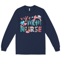 Navy Wife Mom Nurse Long Sleeve Tee - BundleAndBundleShop