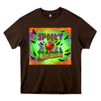 Chocolate Brown spooky teacher Heavy Core Tee - BundleAndBundleShop