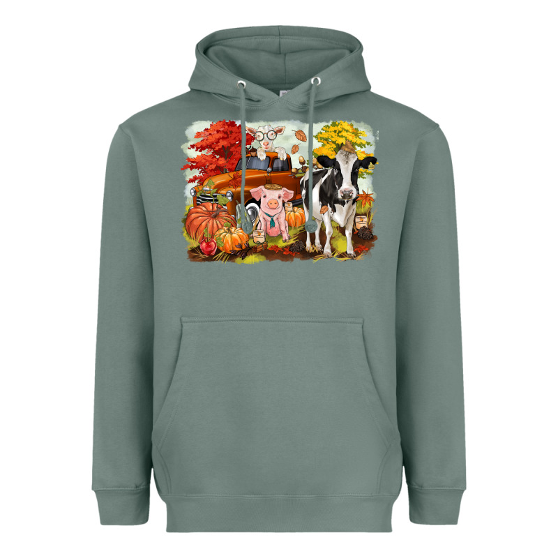 Fall Farm Animals Heavyweight Hoodie by CowGirlArtShop | Teevron
