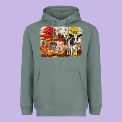 Fall Farm Animals Heavyweight Hoodie Designed By Cowgirlartshop