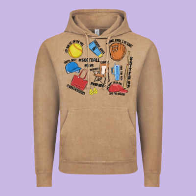 Softball Mom Vintage Hoodie Designed By Maliassmallbusiness