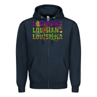 Navy Louisiana Mardi Gras Zipper Hoodie - NancyCooperArtShop