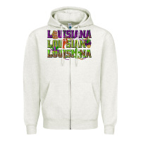 Oatmeal Heather Louisiana Mardi Gras Zipper Hoodie - NancyCooperArtShop