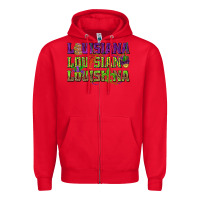 Red Louisiana Mardi Gras Zipper Hoodie - NancyCooperArtShop