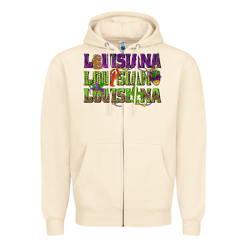 Louisiana Mardi Gras Zipper Hoodie by NancyCooperArtShop | Teevron