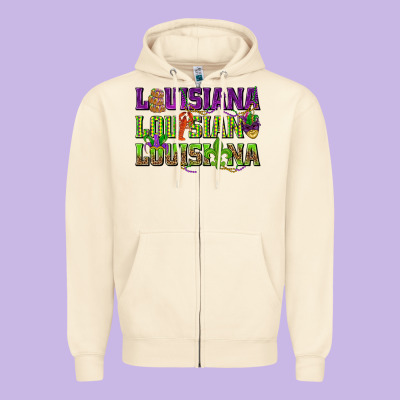 Louisiana Mardi Gras Zipper Hoodie Designed By Nancycooperartshop