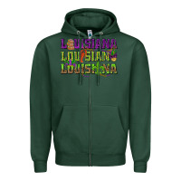 Sports Green Louisiana Mardi Gras Zipper Hoodie - NancyCooperArtShop