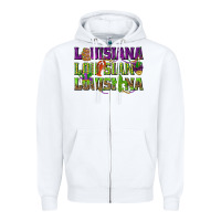 White Louisiana Mardi Gras Zipper Hoodie - NancyCooperArtShop