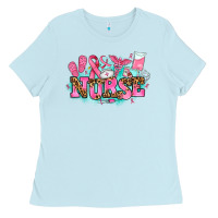 Baby Blue breast cancer nurse Ladies Tee - AdoDesignShop