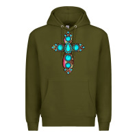 Army Green gemstone cross Premium Hoodie - JahusDesignShop