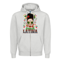 Proud Latina Skull Girl Messy Bun Zipper Hoodie | Teevron