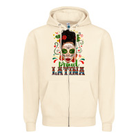 Sandshell Proud Latina Skull Girl Messy Bun Zipper Hoodie - texasbilliewilder