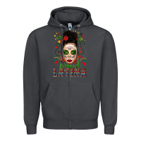 Smoke Proud Latina Skull Girl Messy Bun Zipper Hoodie - texasbilliewilder