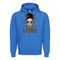 True Royal Proud Latina Skull Girl Messy Bun Zipper Hoodie - texasbilliewilder