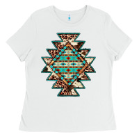 White cowhide leopard gemstone aztec Ladies Tee - JahusDesignShop