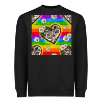 Black Pride LGBTQ+ Cowhide Hearts And Daisy Patterns Heavyweight Sweatshirt - BundleAndBundleShop