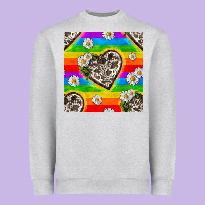 Pride Lgbtq+ Cowhide Hearts And Daisy Patterns Heavyweight Sweatshirt Designed By Bundleandbundleshop