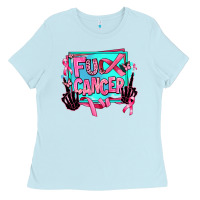 Baby Blue fuck cancer Ladies Tee - AdoDesignShop