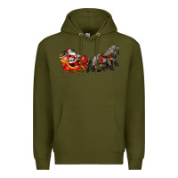 Army Green santa riding his sleigh with gifts Premium Hoodie - CowGirlArtShop