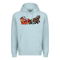 Blue Mist santa riding his sleigh with gifts Premium Hoodie - CowGirlArtShop