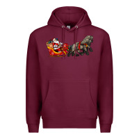 Burgundy santa riding his sleigh with gifts Premium Hoodie - CowGirlArtShop